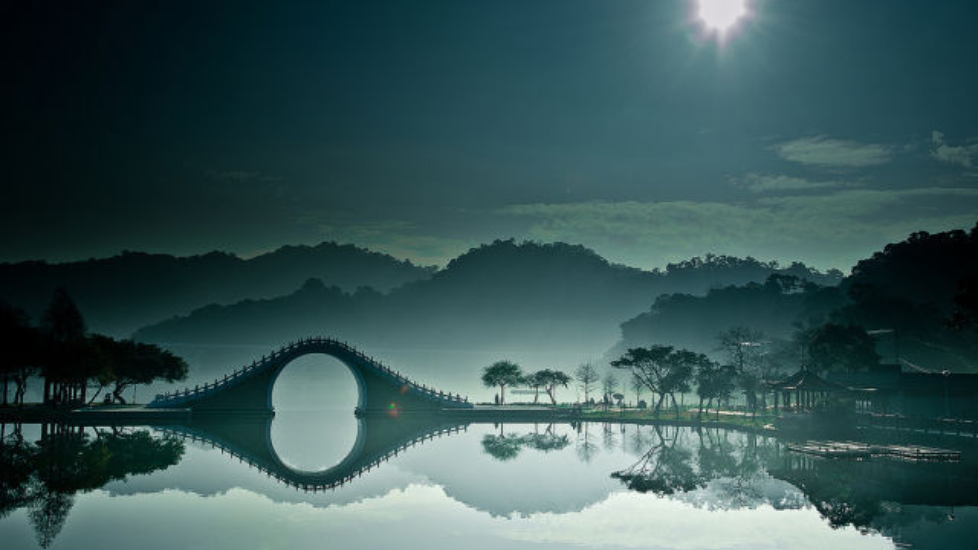Moon bridge in Dahu park Taipei